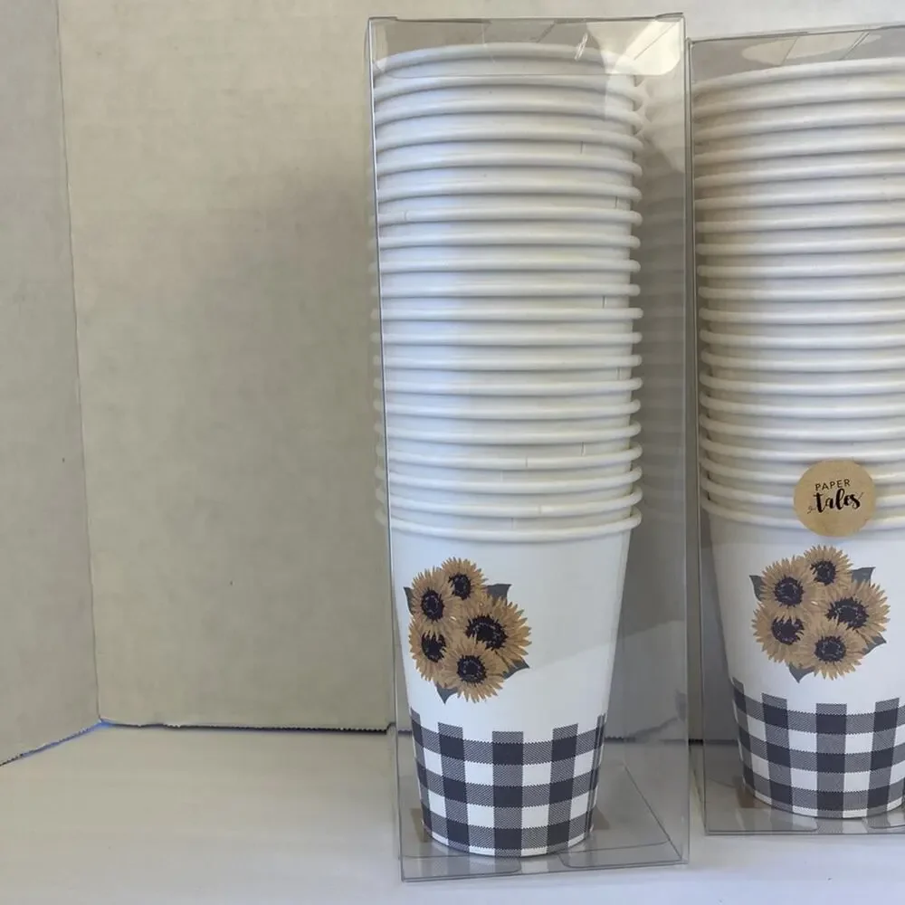 Paper Tales Hot & Cold Cups Sunflowers on Cream 20 Per Pack, 2 Packs